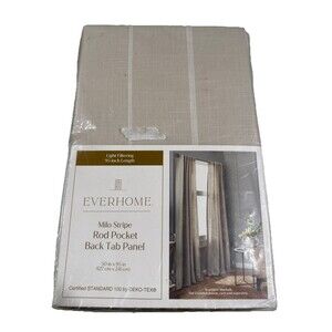 Everhome Milo Stripe Peyote White 50”x95" Rod Pocket Back Tab Curtain Panel New